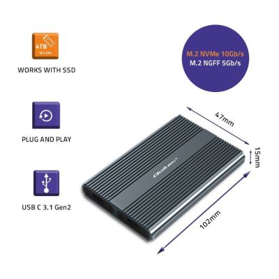 14. Qoltec Case | M.2 SSD drive bay | SATA | NVMe | USB-C | DUAL 2 x 2TB