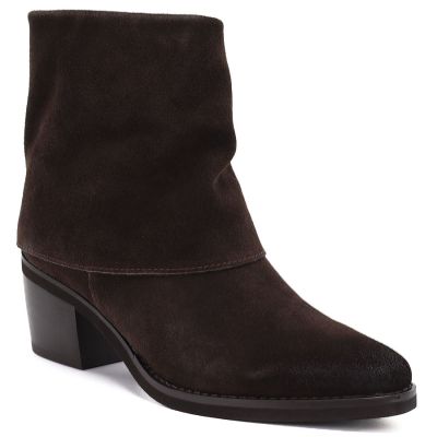 2. Women's leather cowboy boots with rolled-up upper, chocolate Potocki JE19497