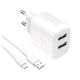 Puro PROLITE 10W 2x USB-A wall charger + USB-A - USB-C cable 1.2m - white