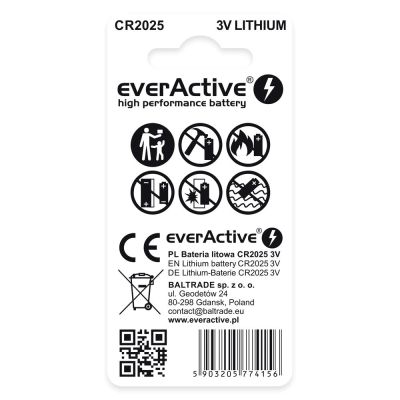 2. EVERACTIVE MINI CR2025 LITHIUM BATTERIES BLISTER OF 2 CR20252BL