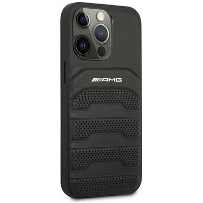 4. AMG AMHCP14XGSEBK iPhone 14 Pro Max 6,7 "black / black hardcase Leather Debossed Lines