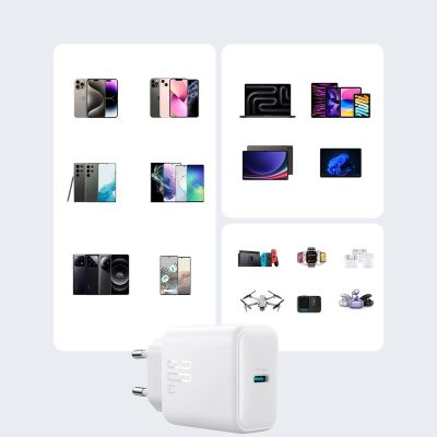 14. Joyroom JR-TCF24 USB-C PD 30W QC SFC network charger - white + 1m USB-C cable