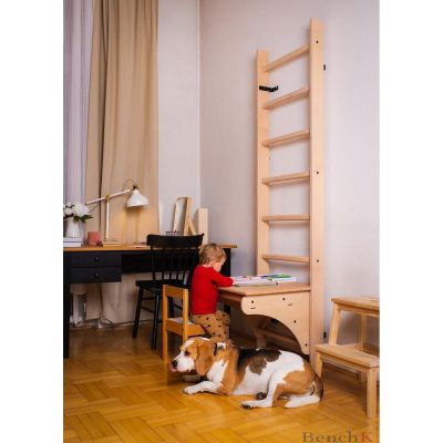 34. WOODEN PULL-UP LADDER WITH DESK BENCHK 112