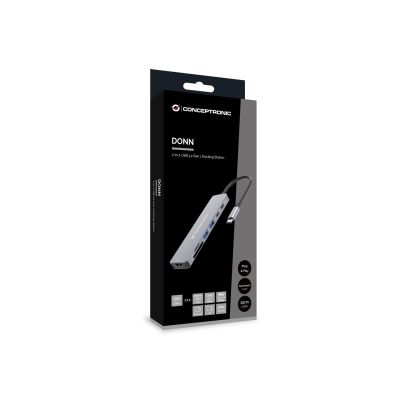 4. Conceptronic DONN28G Docking Station Wired USB 3.2 Gen 1 (3.1 Gen 1) Type-C Gray