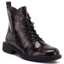 Women's patent leather brown ankle boots S.Barski HY62-8140