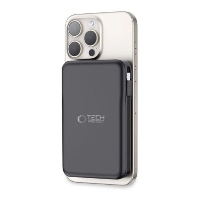 10. Tech-Protect LifeMag PB31 Power Bank with MagSafe 10000mAh 15W USB-C / USB-A / Built-in USB-C / Lightning Cables - Black