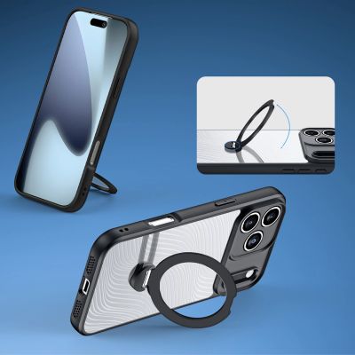 4. Dux Ducis Aimo Mag Case with Magnetic Ring and Stand for iPhone 17 Pro – Black
