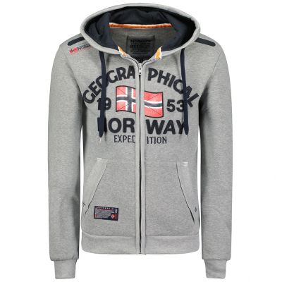 Men’s Geographical Norway Flag DB MEN 054 Grey Hoodie (WW6088H/GN/Blended Grey)
