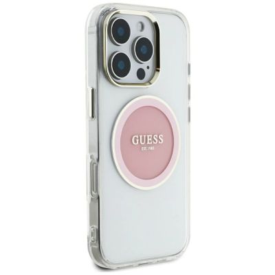 4. Guess IML Metal Colored Circle Classic Logo MagSafe case for iPhone 16 Pro Max - pink
