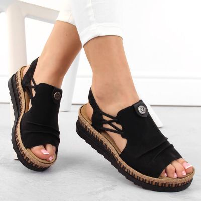 9. Comfortable Rieker W RKR677 black sandals