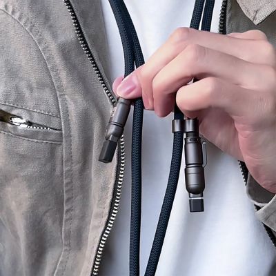 5. Dudao L20Max 65W 4-in-1 Cable with Lanyard USB-C to USB-C with Lightning and USB-A Adapters - Blue