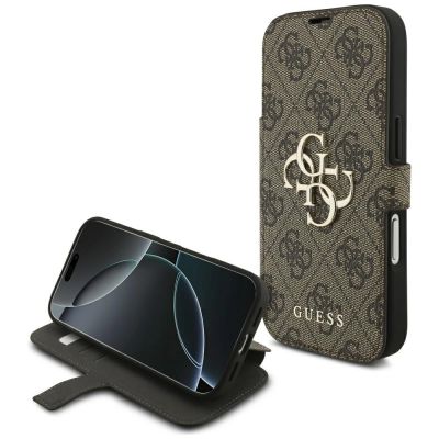 Guess Book 4G Metal Logo Case for iPhone 17 Pro - Brown