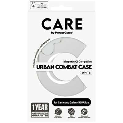 4. CARE by PanzerGlass Flagship Urban Combat White QI Case for Samsung Galaxy S25 Ultra - Transparent