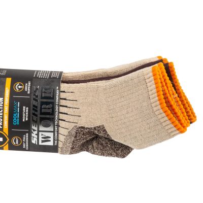 3. Skechers 3pk Mens Work Qtr Socks S115423-SAND Beige 41-46