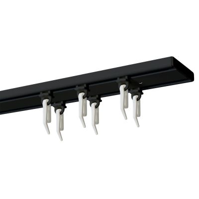 200 cm Double Black Aluminium Ceiling Track with Gliders and Hooks KOWALSKI
