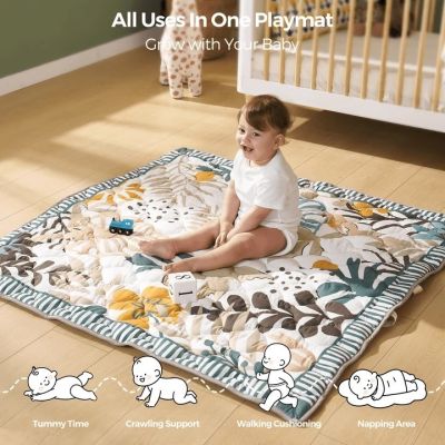 2. Momcozy Green Forest Floor Play Mat