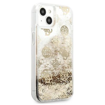 4. Guess GUHCP13SLGPEGO iPhone 13 mini 5.4" gold/gold hardcase Peony Liquid Glitter