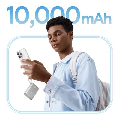 11. Baseus PicoGo 10000mAh 45W Powerbank with Digital Display and Built-in USB-C Cable - Titanium