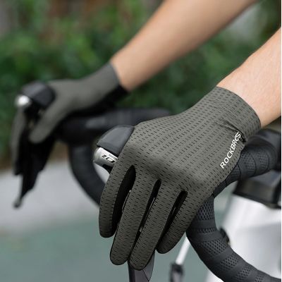 8. Rockbros Breathable Full Finger Cycling Gloves, Size: L - Green