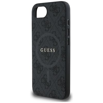 6. Guess PU Leather 4G Colored Ring Case with MagSafe for iPhone 16e - Black
