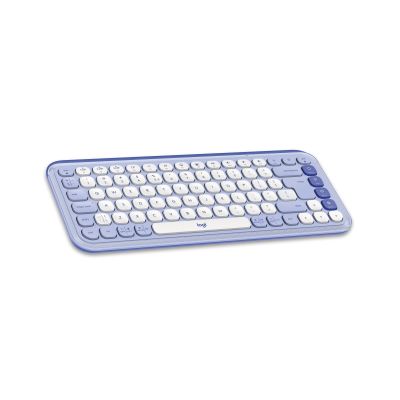 4. Logitech Pop Icon Combo Keyboard Mouse Included Universal Bluetooth QWERTY Turkish Lilac, White