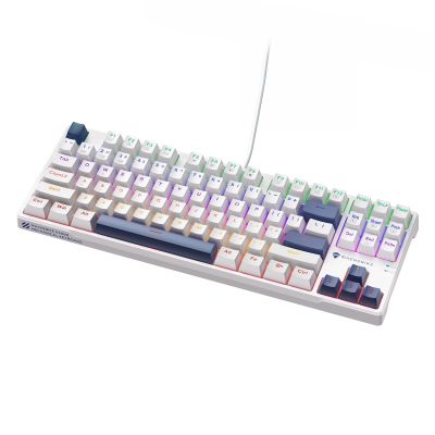 3. Machenike K500B-B87 Wired Mechanical Gaming Keyboard with Backlight, Red Switch - White