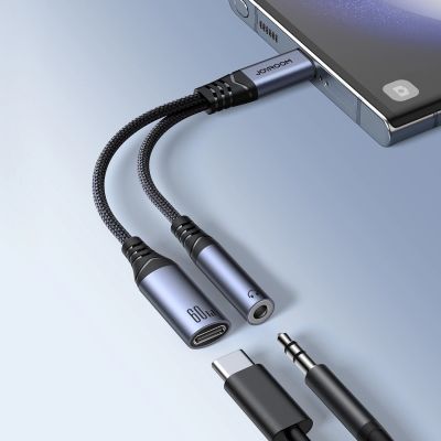 8. Joyroom SY-C02 2in1 DAC adapter USB-C to USB-C / 3.5 mm mini jack - black