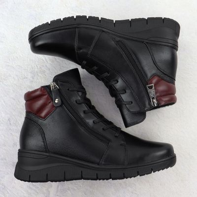 14. Black leather women’s wedge ankle boots Vinceza 39963