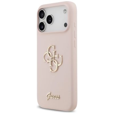 2. Guess Silicone Big 4G Script Case for iPhone 17 Pro Max - Pink