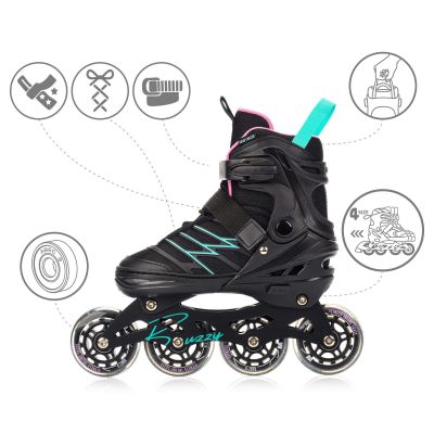 9. Meteor Roller Skates L 38-43 Buzzy Black/Pink/Mint