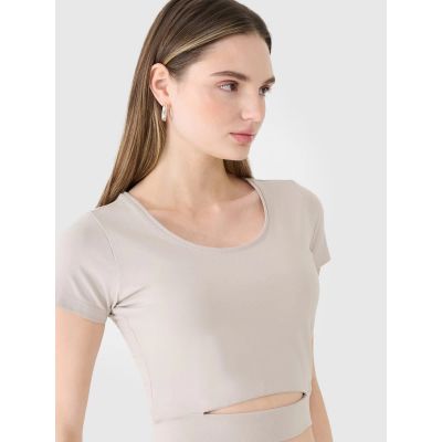 3. Women's crop top plain t-shirt 4F 4FRSS25TTSHF2695-83S