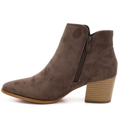 3. Women’s brown suede heeled ankle boots M.Daszyński MR2624-1