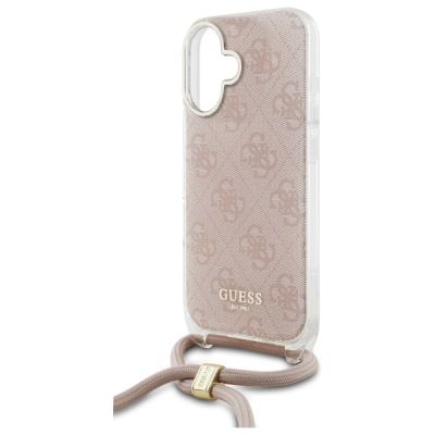 4. Guess Crossbody Cord 4G Print iPhone 16 Case - Pink