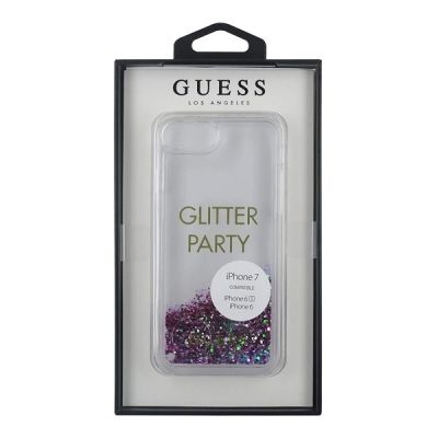 3. Guess GUHCP7GLUQPU iPhone 6/7/8 /SE 2020 / SE 2022 purple/purple hard case Liquid Glitter Party
