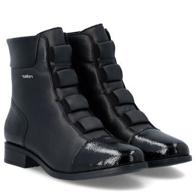 4. Rieker 77053-00 comfortable black women's leather ankle boots