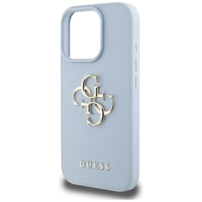 6. Guess Grained Big 4G Logo Small Classic Logo case for iPhone 16 Pro Max - blue