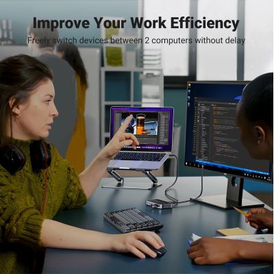 8. Ugreen CM662 USB 3.0 switch 2-in-4 switch + 2x USB-A cable - black