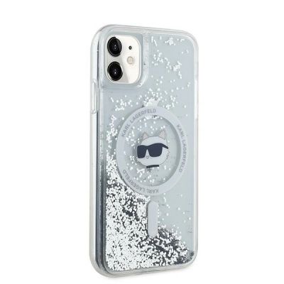 4. Karl Lagerfeld Liquid Glitter Choupette Head MagSafe Case for iPhone 11 / Xr - Transparent