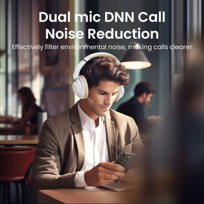 5. Ugreen HP202 HiTune Max5 on-ear wireless headphones with hybrid ANC noise reduction - white