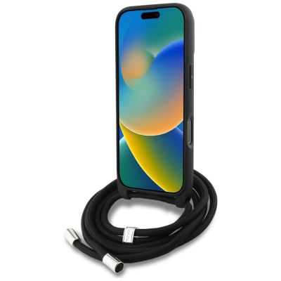 4. Karl Lagerfeld Crossbody Grained Pattern & Logo Case for iPhone 16 Pro Max - Gray