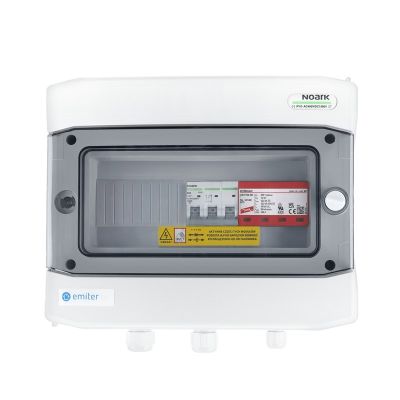 Hermetic IP65 EMITER AC connection switchboard with Dehn type 2 AC surge arrester, 50A 3-F, RCD type A 63A/300mA