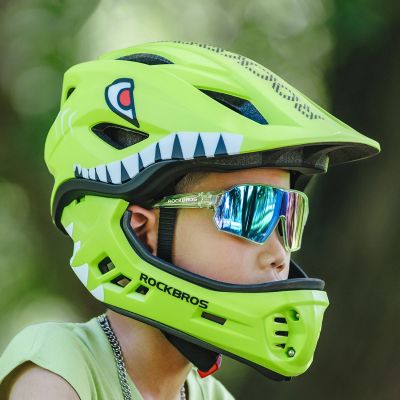 8. Rockbros TT-32003 Shark Children's Bike Helmet with Detachable Jaw Size S (48-52) - Green
