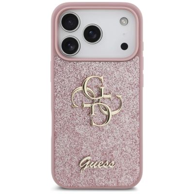 3. Guess Fixed Glitter Big 4G Case for iPhone 17 Pro / 18 Pro - Pink