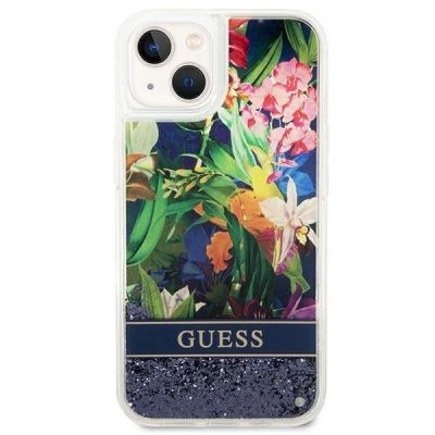 3. Guess GUHCP14MLFLSB iPhone 14 Plus 6.7 "blue / blue hardcase Flower Liquid Glitter