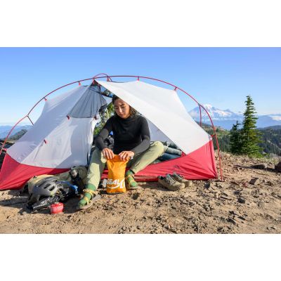 6. MSR Hubba Hubba Bikepack 2 Person Green, Red, White Triangle Tent