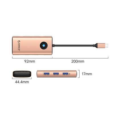 2. Orico PW11 6in1 USB-C Docking Station 3x USB-A 3.0 1x USB-C PD 100W 1x HDMI 4K 30Hz 1x RJ45 Gigabit Ethernet - Rose Gold