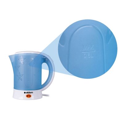 5. ELDOM C190 LINO 0.6 L 550W BLUE TOURIST KETTLE + TWO CUPS, TWO SPOONS