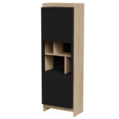 PORTO display cabinet 59x38x180 oak/black