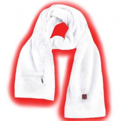 6. Glovii GA1W Body Protection Item for Winter Sports – Heated Scarf, Skiing, Snowboarding, Unisex, Polyester, White