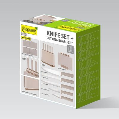 9. Set of knives + boards MR-1412-BEIGE MAESTRO
